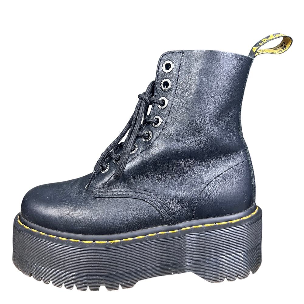 Dr. Martens Women’s 1460 Pascal Max Black Leather Platform Boots Size 6 - Picture 3 of 10